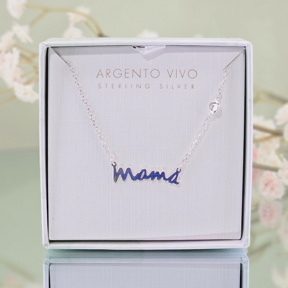 Argento Vivo Necklace 'Mama' Silver Tone Gift Mother's Day Christmas Birthday